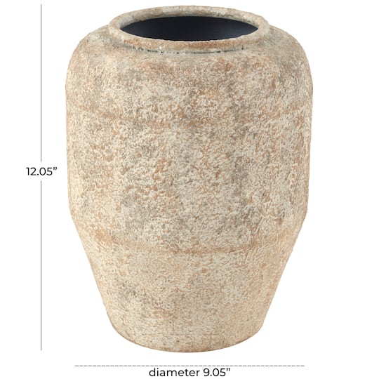 12" Beige Metal Handmade Antique Style Distressed Vase